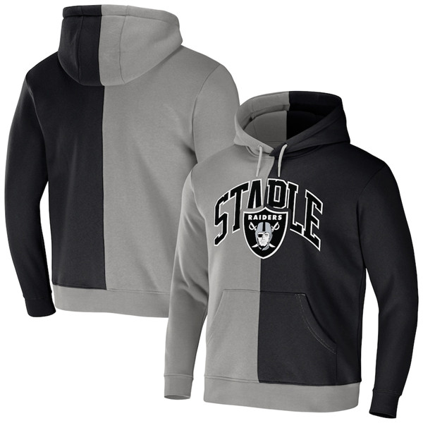 Men's Las Vegas Raiders Black/Grey Split Logo Pullover Hoodie